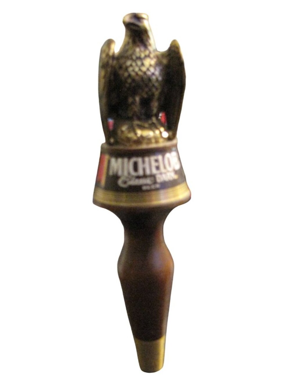Vintage Michelob Eagle Dark Wood Beer Tap Handle 9” Ribbon Logo Brew Home Bar